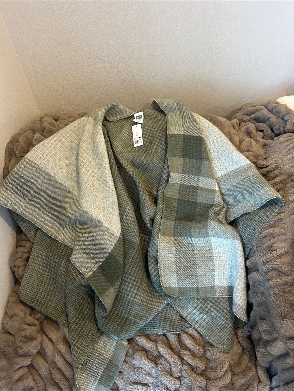Green Plaid Wrap Jacket - Women